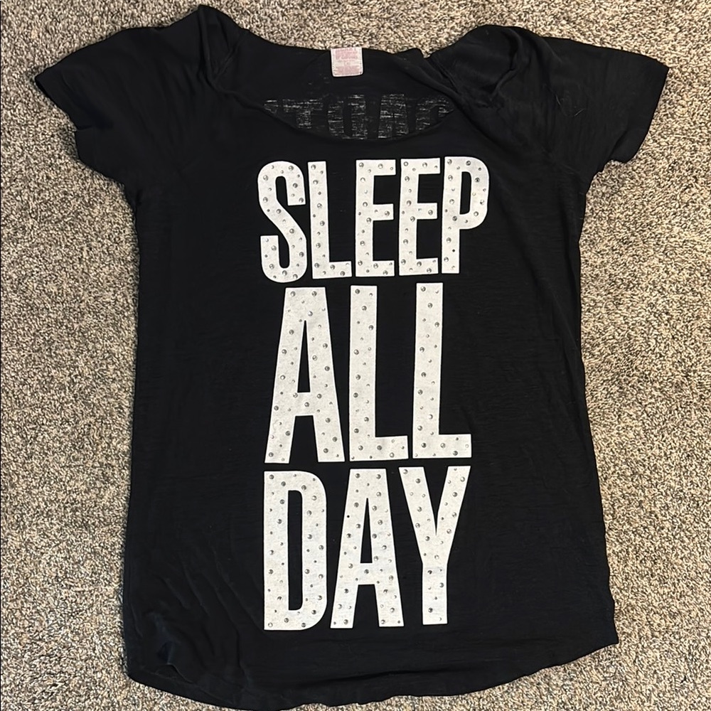 Black Graphic Tee - Sleep All Day